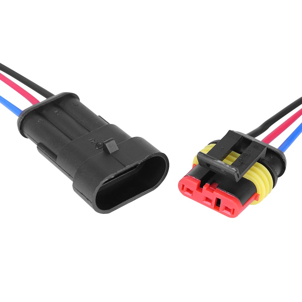 Wasserdichter 3-poliger Kfz-elektrostecker, Männlicher/weiblicher Kfz-stecker, 12v-verkabelung, Wasserdichter Stecker Für Kfz-kabel, 2er-pack.