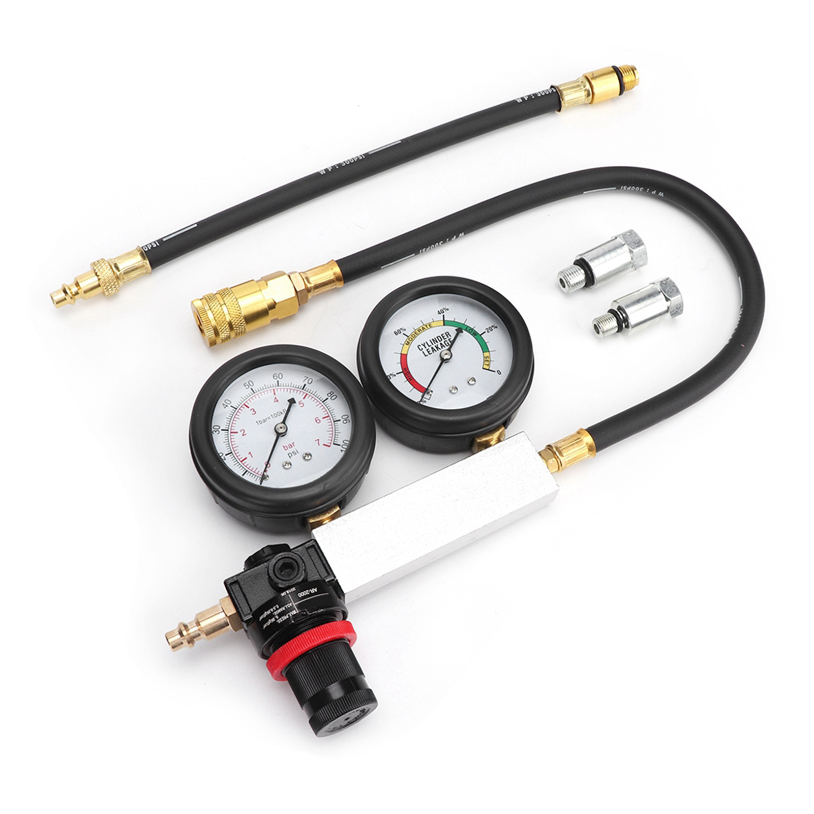 Doppelzylinder-lecktester Mit 0-7 Bar/0-100 Psi Manometer, Motorkompressions- Und Leckageerkennungsset, Kfz-diagnosegerät.