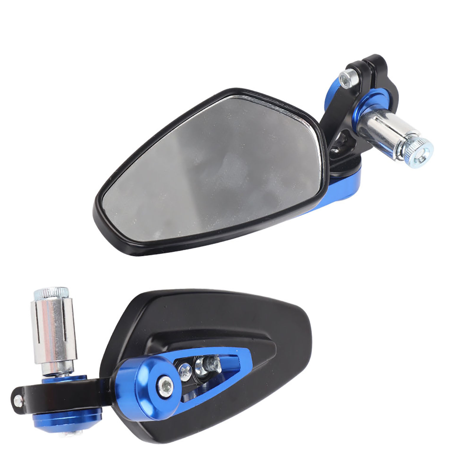 Universelle 7/8" (22 Mm) Aluminium-seitenspiegel Für Motorräder, Lenkerendgriffe, Blau, Paar Für Motorräder