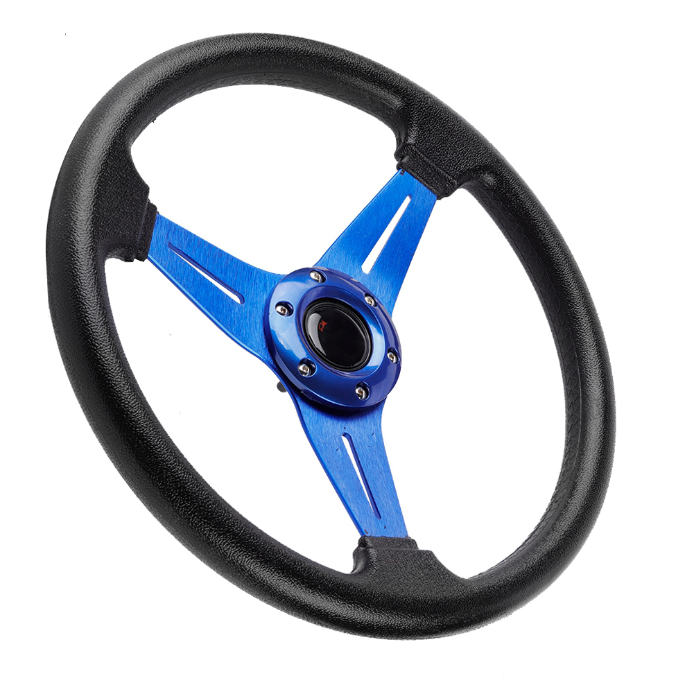 14 Zoll (350 Mm) Aluminium-pu-leder-lenkrad, Blau, Universell, Für Sport, Rennsport Und Drift-fahrzeuge