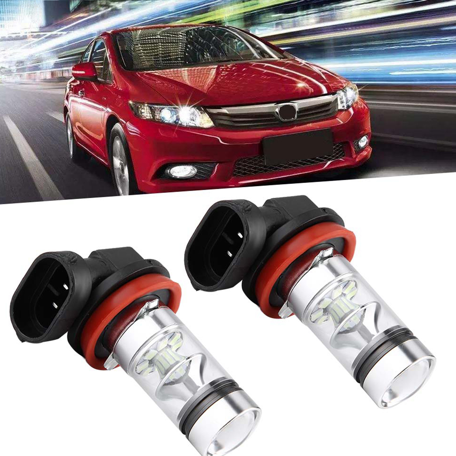 2x H8 H11 8000k Gletscherblau 100w Led-autolampen Leistungsstarkes Nebelscheinwerfer-set