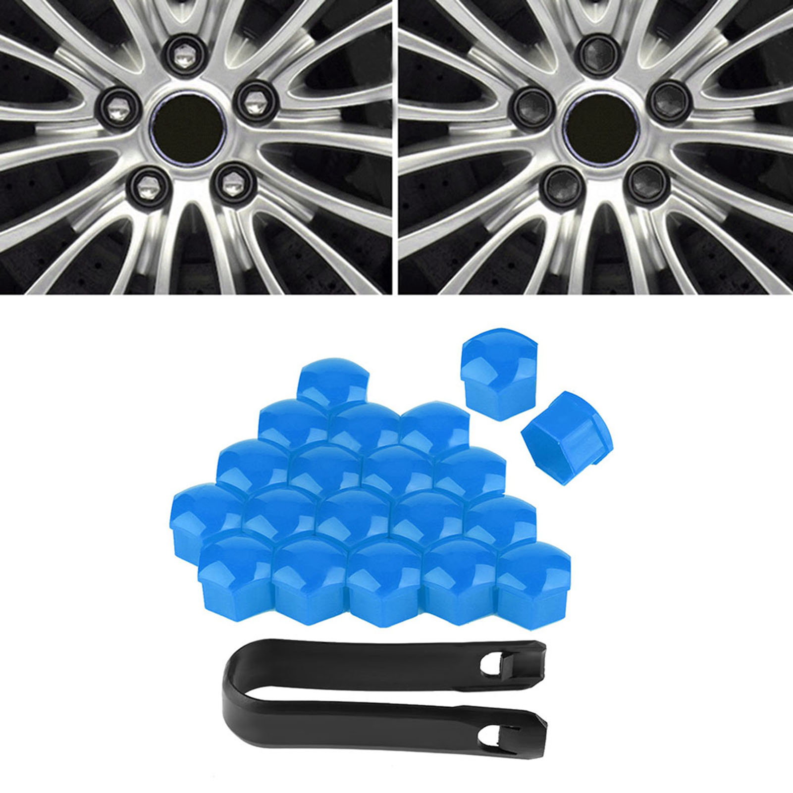 20 Stück 19 Mm Radmutternkappen, Schrauben, Nabenkappen, Felgenschutz, Außenblau