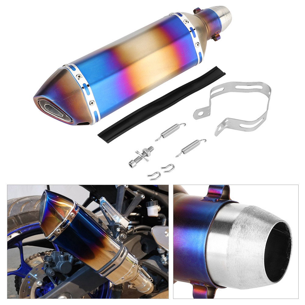 Universeller 51-mm-edelstahl-motorradauspuffschalldämpfer, Blauer Endschalldämpfer, Schalldämpferrohr Für Motorrad