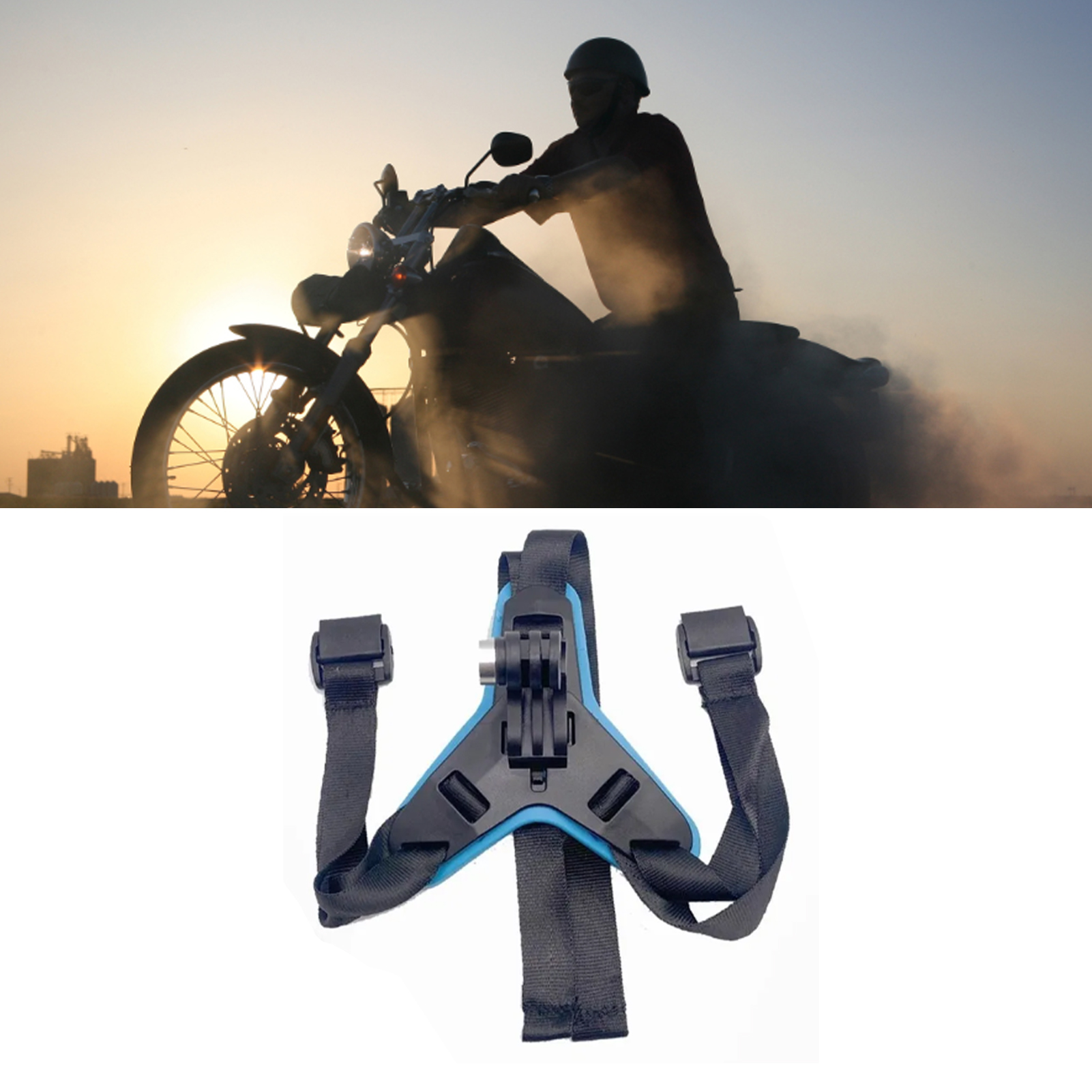 Blauer Motorradhelmriemen Mit Stoßdämpfung, Hoher Widerstandsfähigkeit Und Robustem Helmbefestigungsband.
