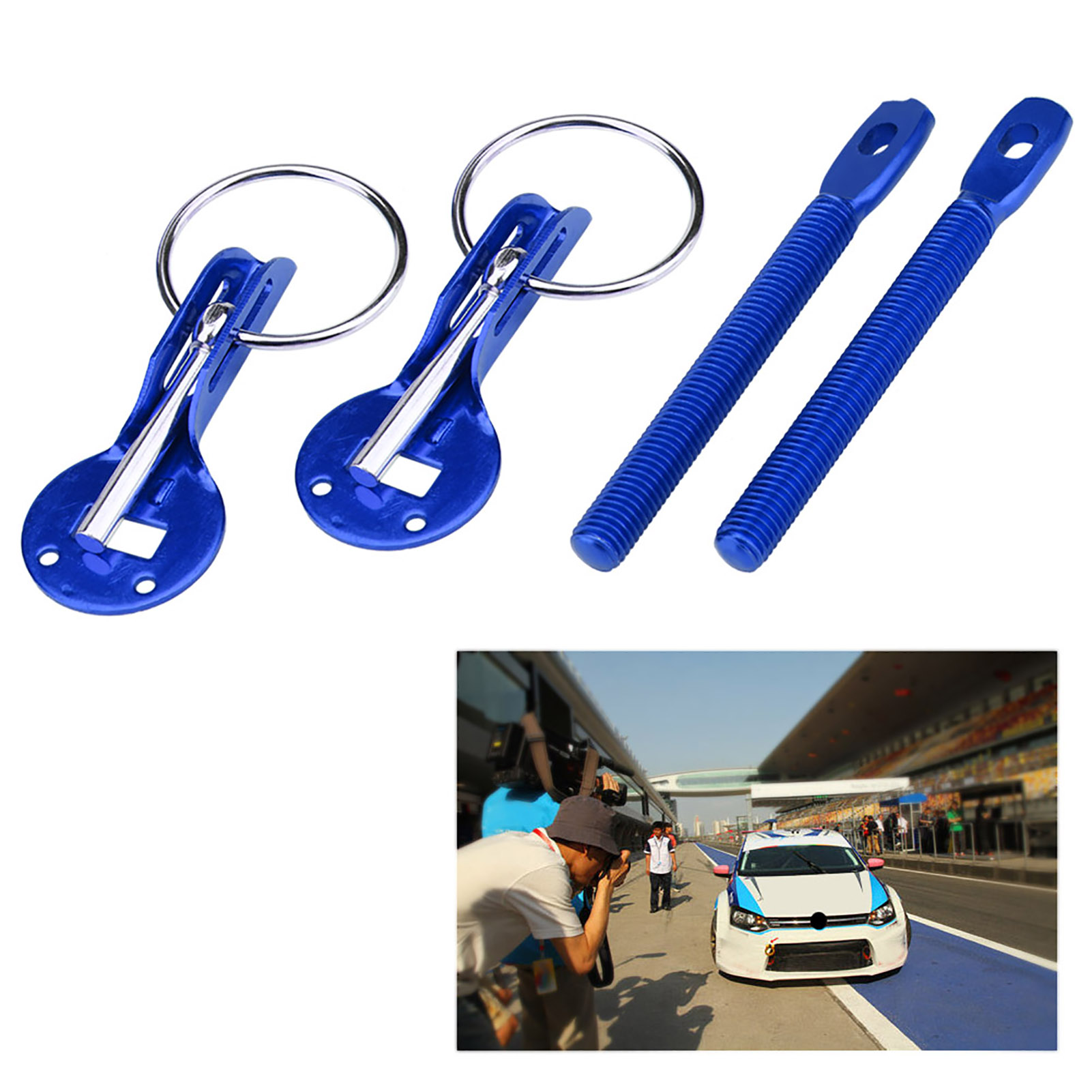 4-pin Universal-motorhaubenverriegelungssatz Für Rennwagen, Blau