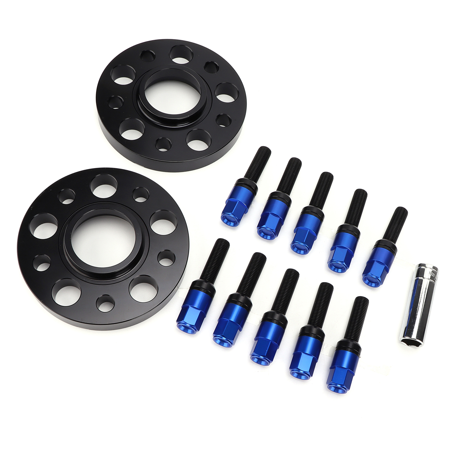 Satz Mit 4 Spurverbreiterungen (20 Mm), 5x112 Mm Bohrung, M14x1,5 Gewinde, Passend Für Audi Sq7 (2016–2020), Blau