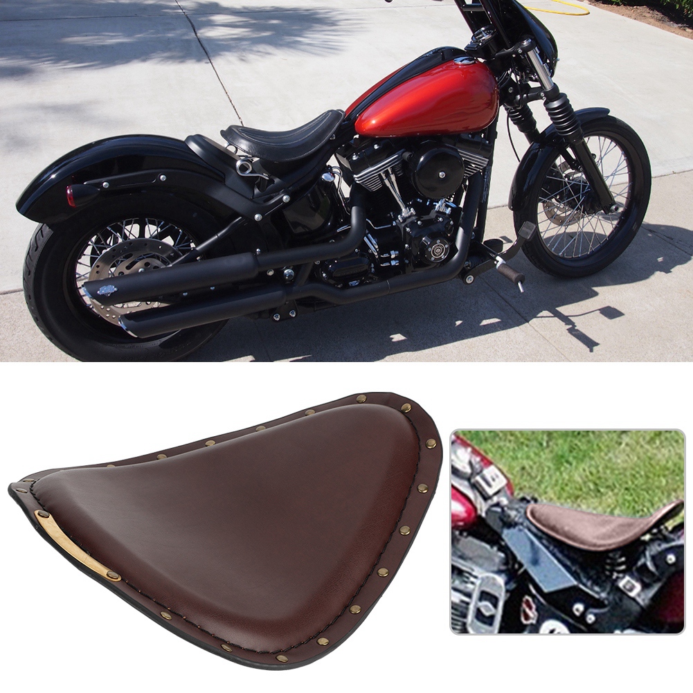 Motorradsitz Im Retro-stil, Weicher Brauner Sitz Mit Federstützen Und Bronzenen Nieten, Komplettset Für Bobber