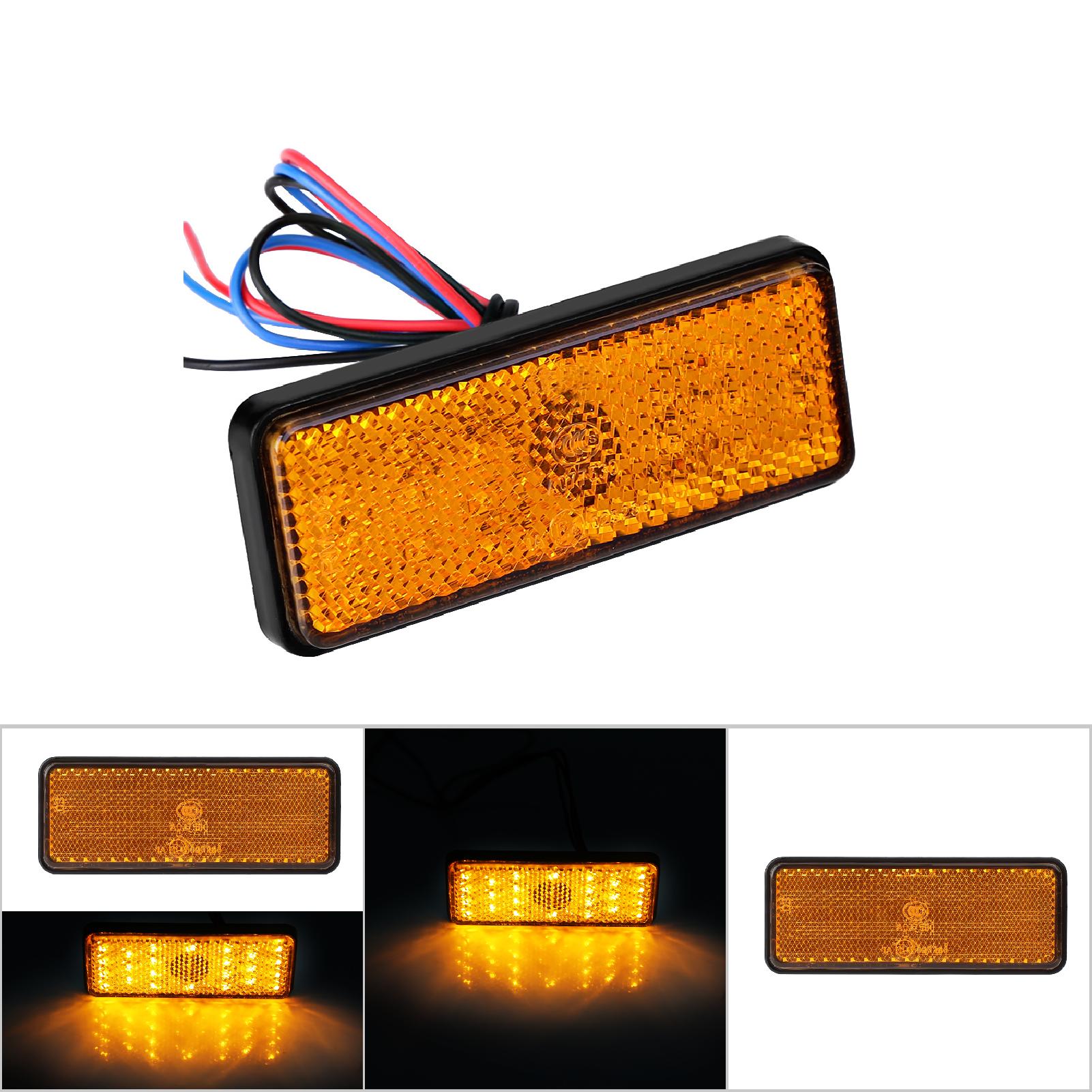 Universelle Rechteckige Led-rückleuchten Für Motorräder Und Roller, Gelbes Bremslicht, Blinker, Kennzeichenbeleuchtung, 12 V, Wasserdicht, 2 Stück