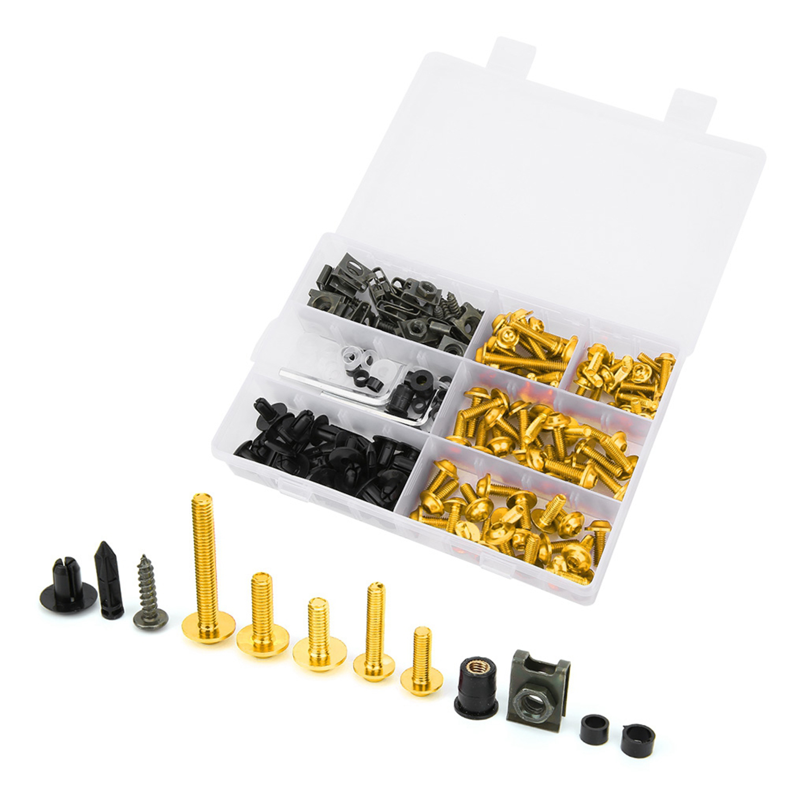 198-teiliges Set Windschutzscheibenverkleidungsschrauben M5 M6 Bolzen Kit Motorradzubehörgolden