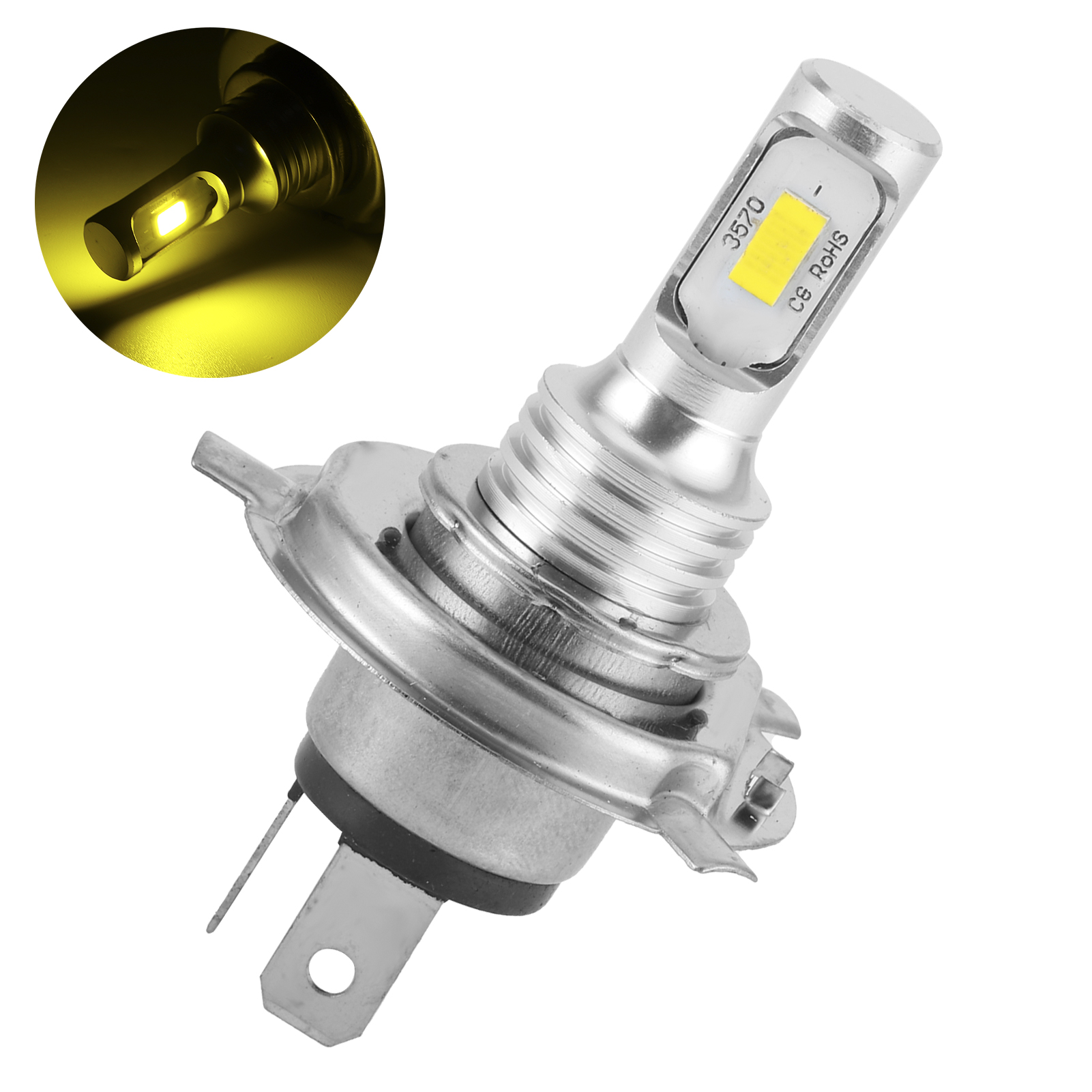 H4 80w 12v/24v Led-lampe Für Motorrad/auto, Fern-/abblendlicht, Bernsteinfarbenes Licht (1500k), Vielseitig Einsetzbar, Mit Stecker, Leistungsstarke Beleuchtung