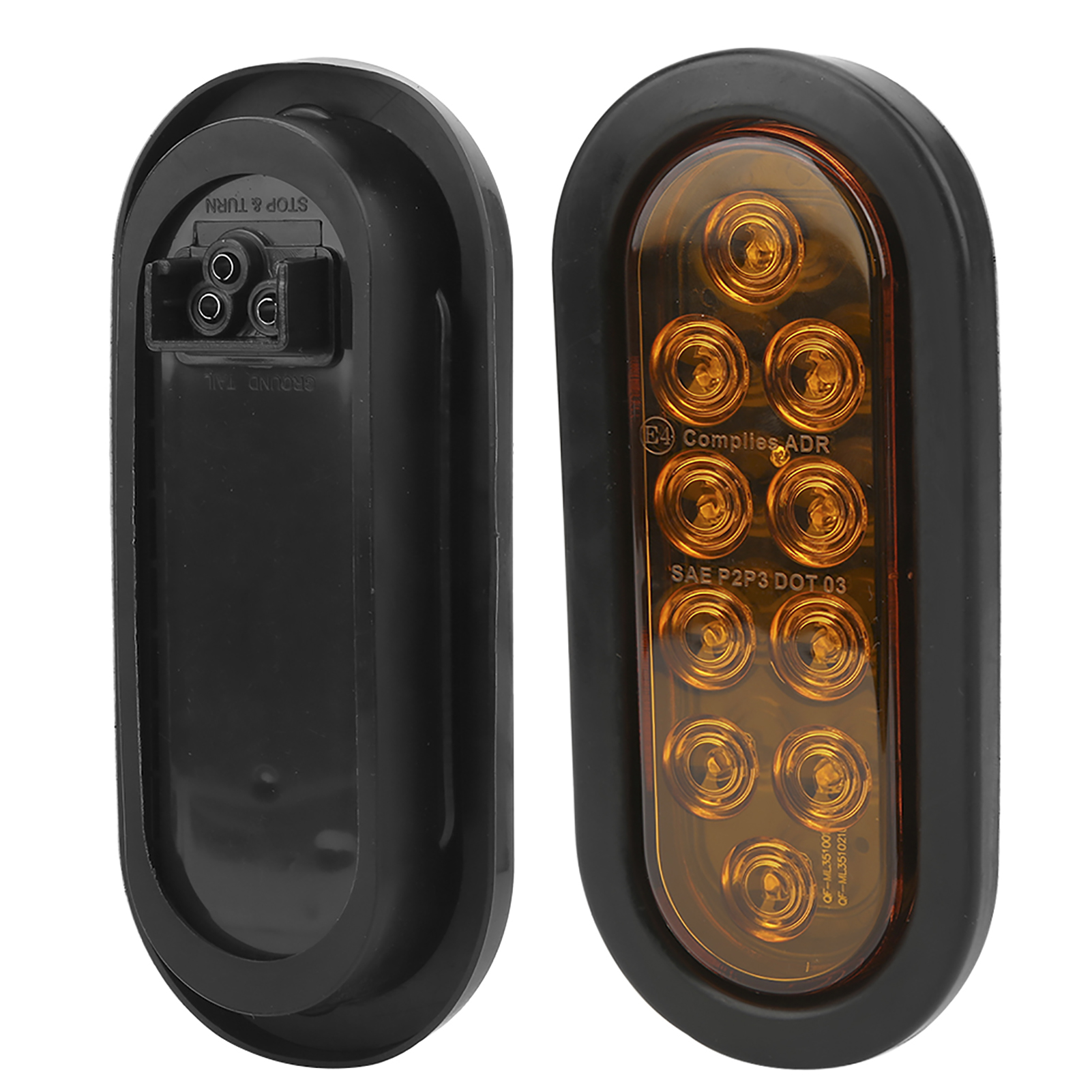 2 Stück 10-led-seitenmarkierungsleuchten, 15,2 Cm (6 Zoll), Oval, Ip67 Wasserdicht, Aufputzmontage, Für Lkw-anhänger, Gelb