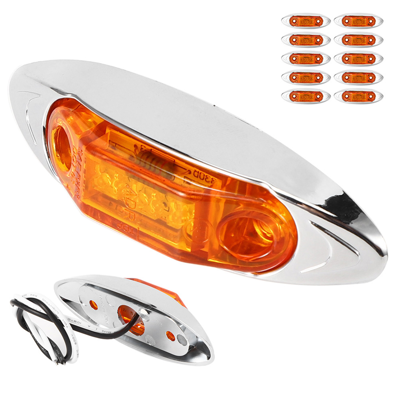 10 Stück 3-led-seitenmarkierungsleuchten, Wasserdicht Und Staubdicht, Piranha-lampe Für Lkw-anhänger, Gelb