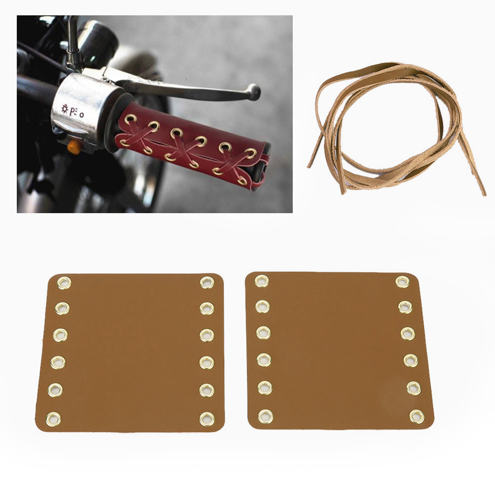 Motorradlenkergriffe Aus Leder – Rutschfeste Griffüberzüge, Motorrad-customizing-zubehör, Gelbe Farbe, 2er-set, Kompatibel Mit Allen Modellen.