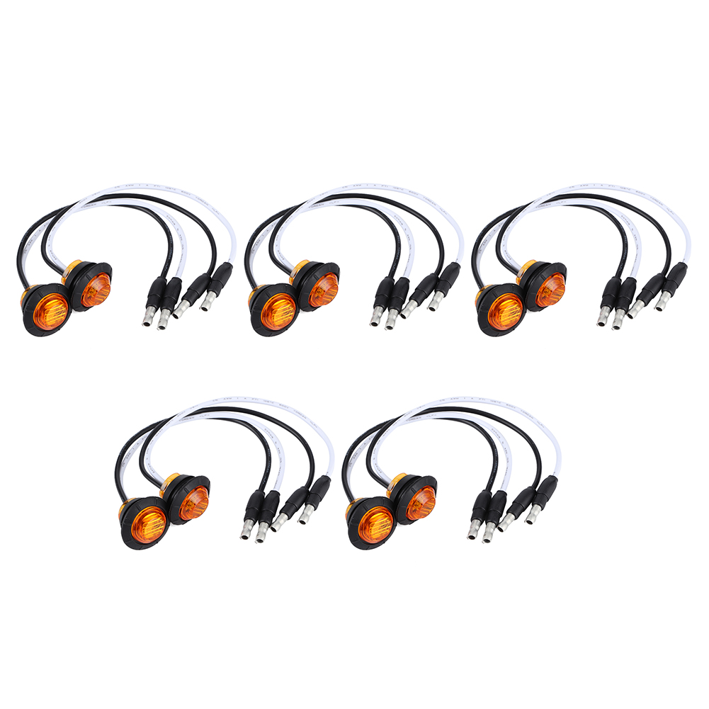 10 Stück 3/4-zoll-led-seitenmarkierungsleuchten Mit 12-v-gleichstromanschluss Für Pkw, Anhänger, Lkw Und Yacht, Gelb