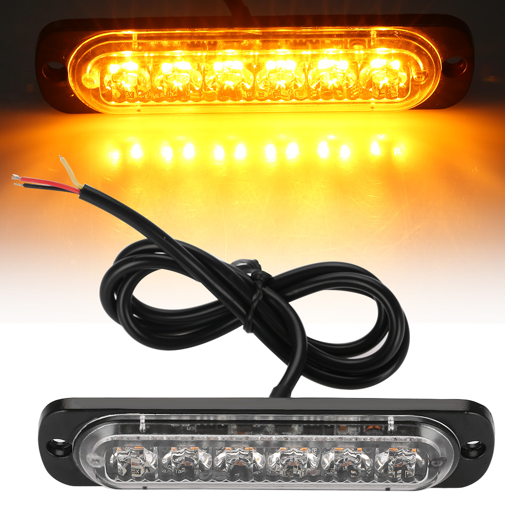 4-teiliges 12-24v-autoblitzlicht-set, 6 Led-blitzleiste, Gelbes Notfallwarnlicht, Drehbares Rundumlicht Für Den Kühlergrill