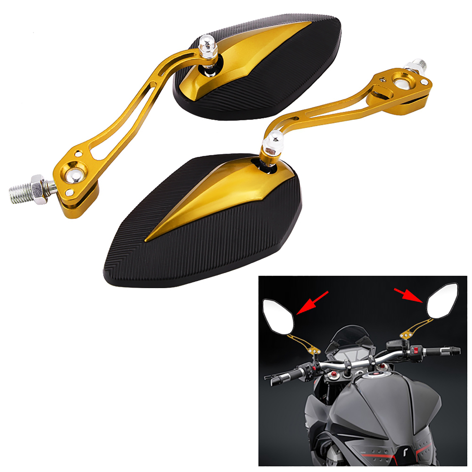 Universelle Motorradspiegel 8 Mm 10 Mm, Gelb, 2er-set Für Lenker, Rückspiegel Für Motorrad