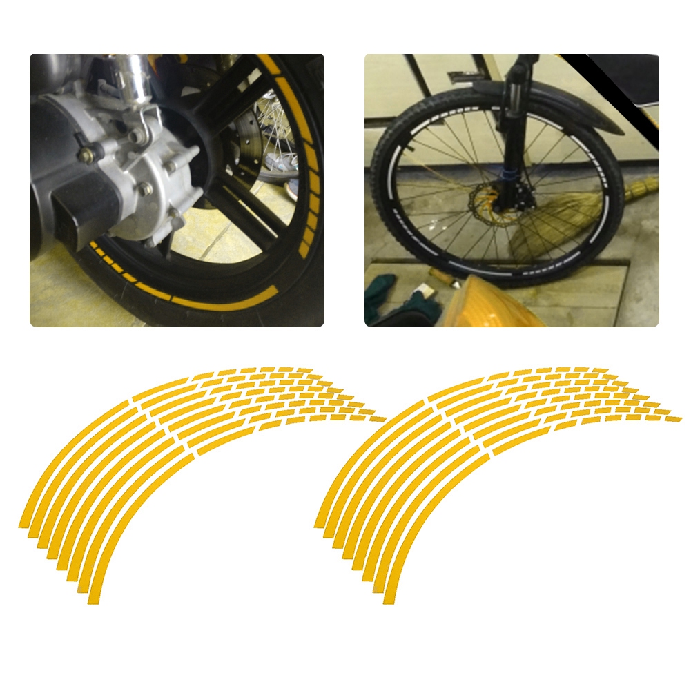 Set Mit 16 Reflektierenden Aufklebern Für Fahrrad- Und Motorradfelgen, 16-18 Zoll, Sicherheits-dekorstreifen, Gelbe Farbe, Personalisierungszubehör.