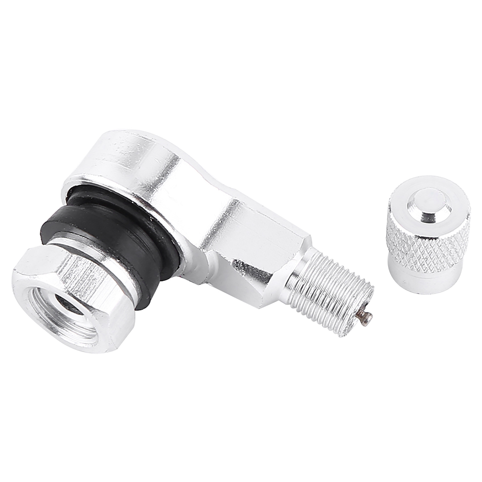 Universelle 11,3-mm-aluminium-motorradventilkappen, 90°-winkel, Silberfarben, 2er-set