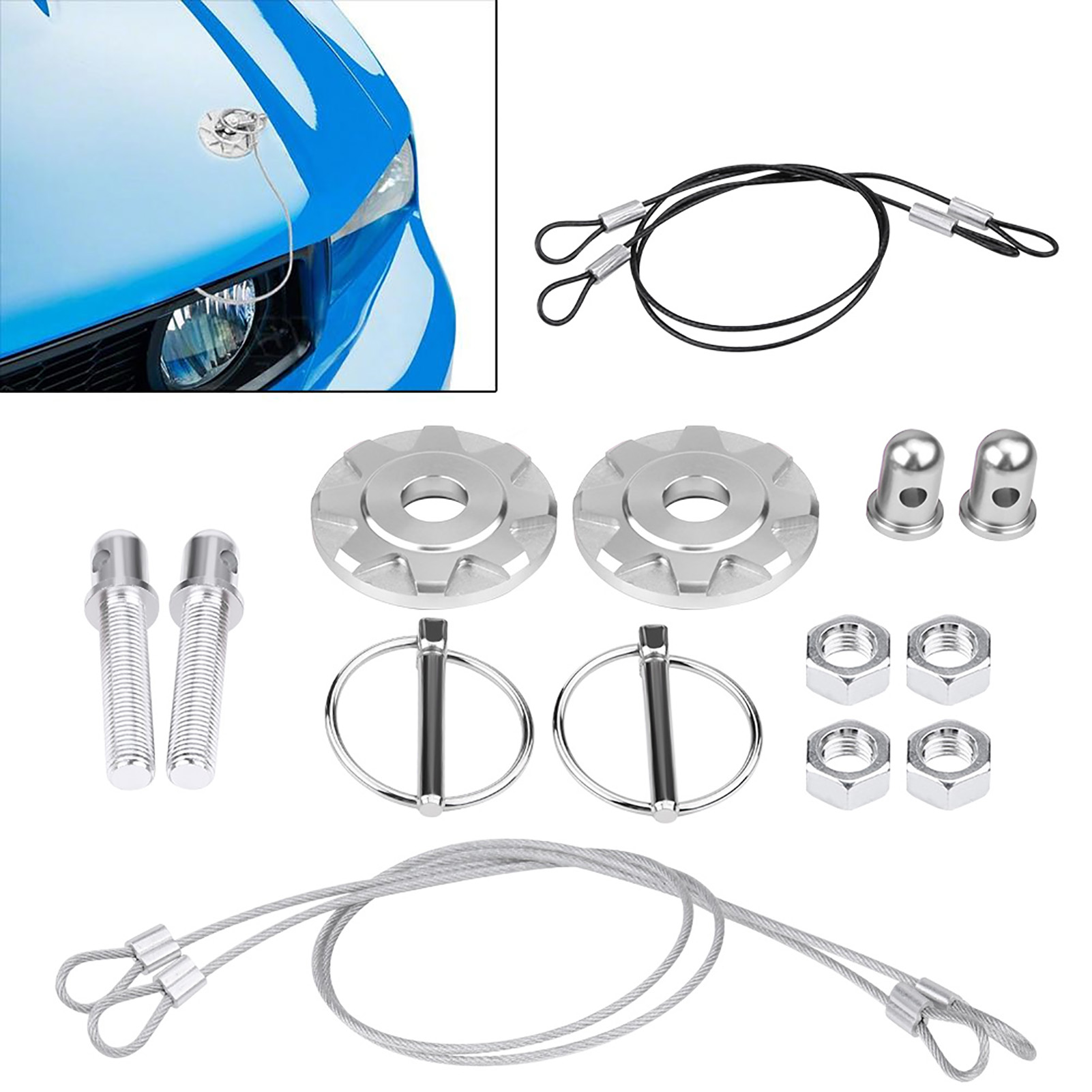Universal-kit Für Motorhaubenverriegelungsbolzen Für Rennwagen, Cnc-gefrästes Aluminium, Silber