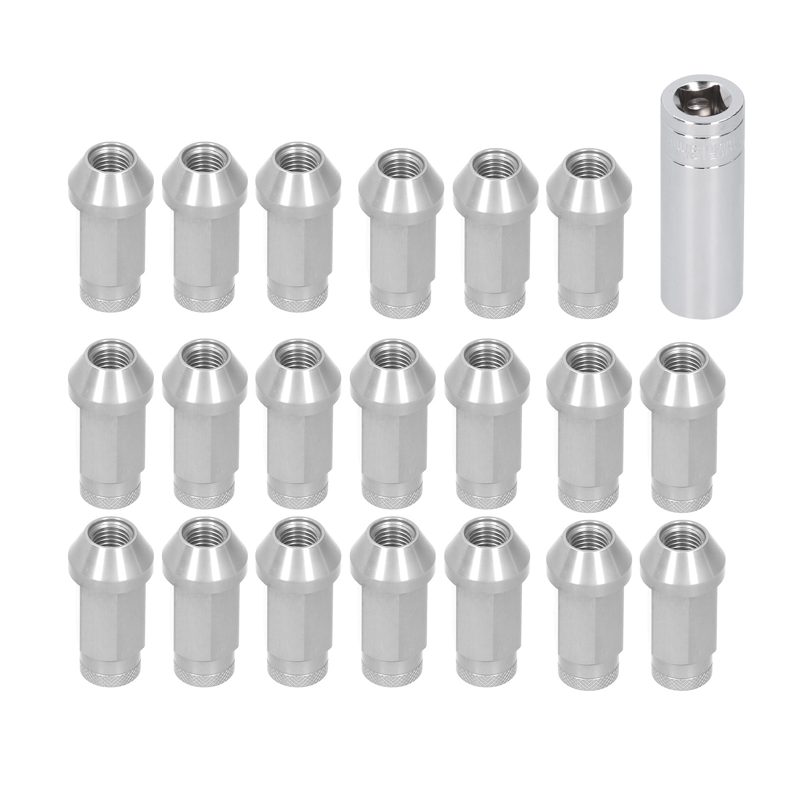 Radmuttern Mit M12x1,5-gewinde, 2 Zoll Hoch, Korrosionsbeständiges 7075-t6-aluminium, 20-teiliges Diebstahlsicherungsset, Silberfarben