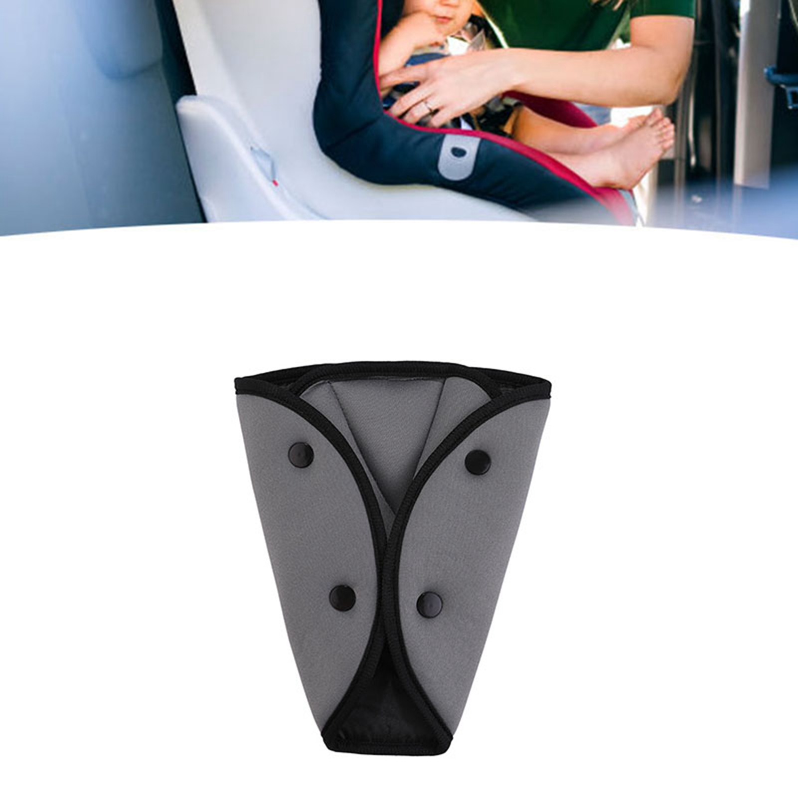 Verstellbarer Dreiecksgurt Für Kindersicherheitsgurte, Bequem, Umweltfreundliche, Atmungsaktive Baumwolle, Grau, Kfz-adapter.