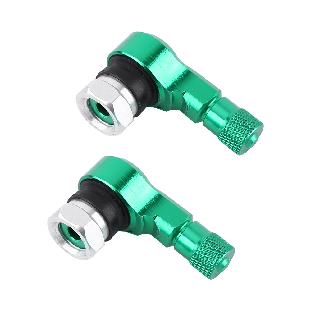 2 Universelle 11,3-mm-motorradreifenventile Aus Aluminium, 90°-winkelspitzen, Grün, 2er-set