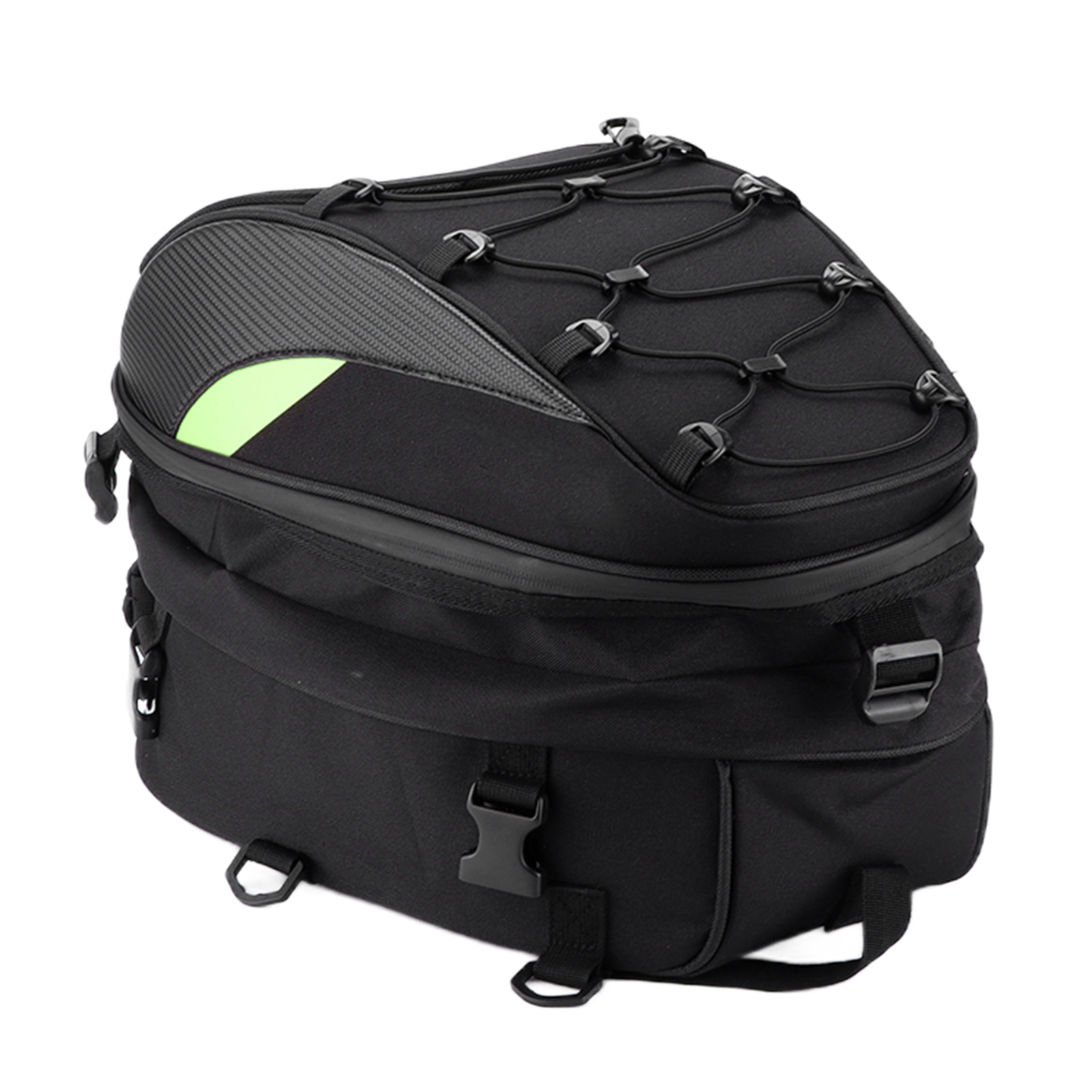 Wasserdichte Motorrad-hecktasche, Tankrucksack Aus Hochdichtem Oxford-gewebe, Reflektierende Streifen, Universell, Grün, Gepäckträger