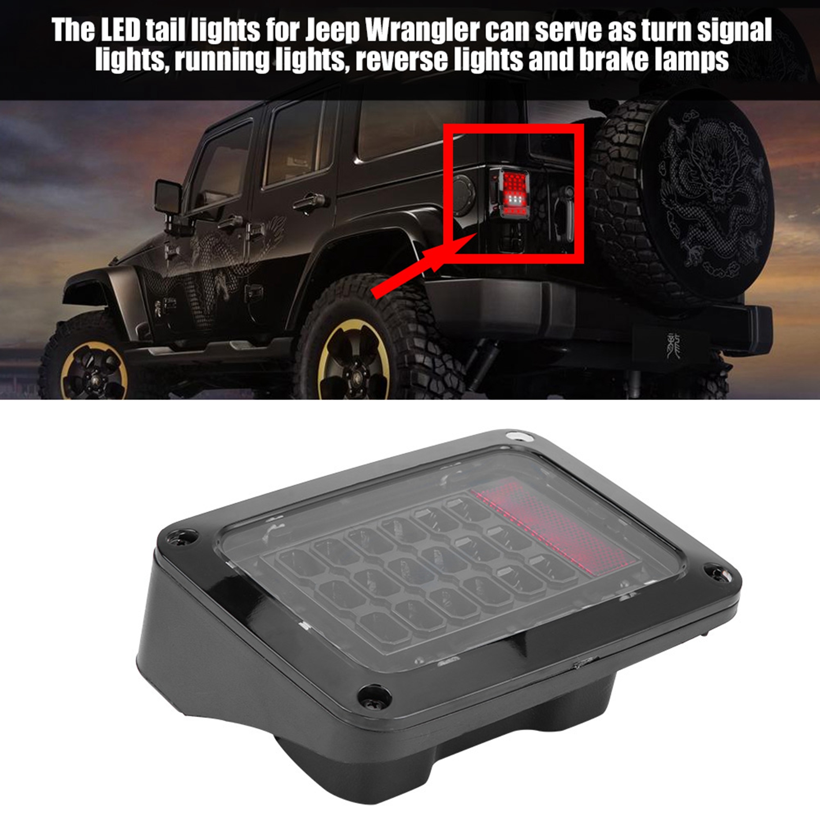 Paar Led-rückleuchten Mit Bremslicht Für Jeep Wrangler Jk 07-16 Usa, Helle Glühbirnen, Doppelset, Kompatibel.