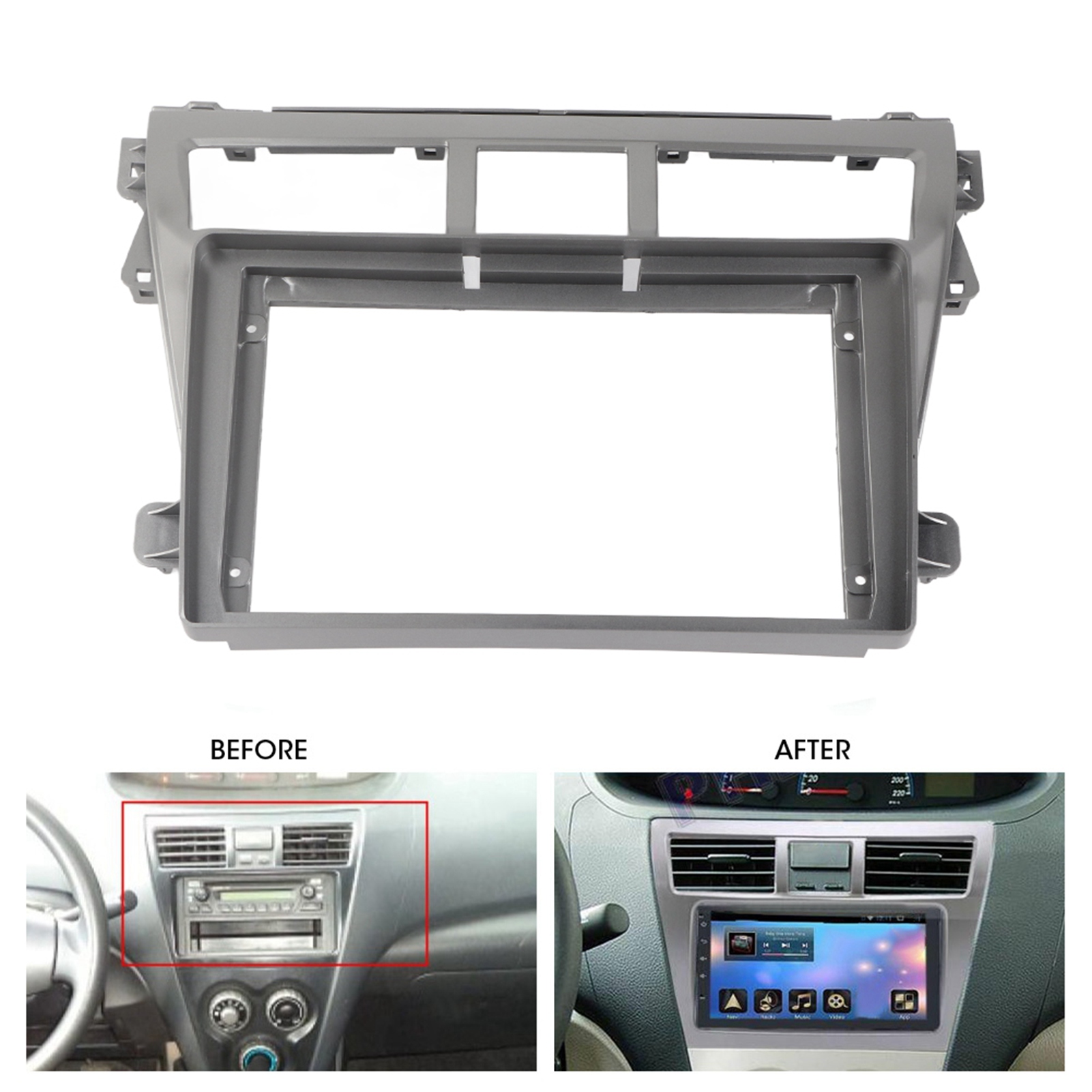 9-zoll-2-din-autoradio-blende Mit Stromkabel, Passend Für Toyota Vios 07–12