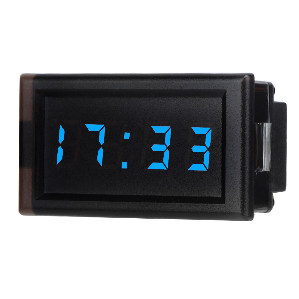 Wasserdichte Und Staubdichte Led-digitaluhr Für Autos, Dc 4,5–30 V, Blaues Digitaldisplay, Elektronisch.