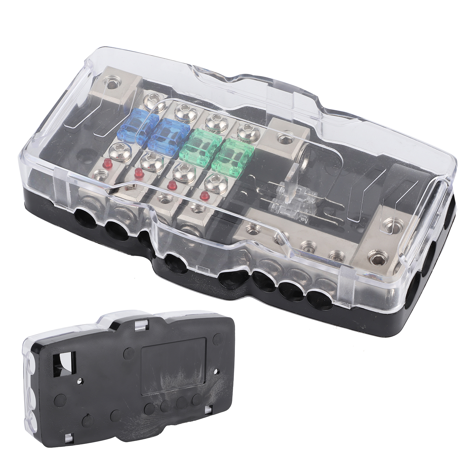 Multifunktions-sicherungskasten Mit 4-facher Verteilerleiste Und Led-beleuchtung Für Autoradio, Suv, Atv Und Utv