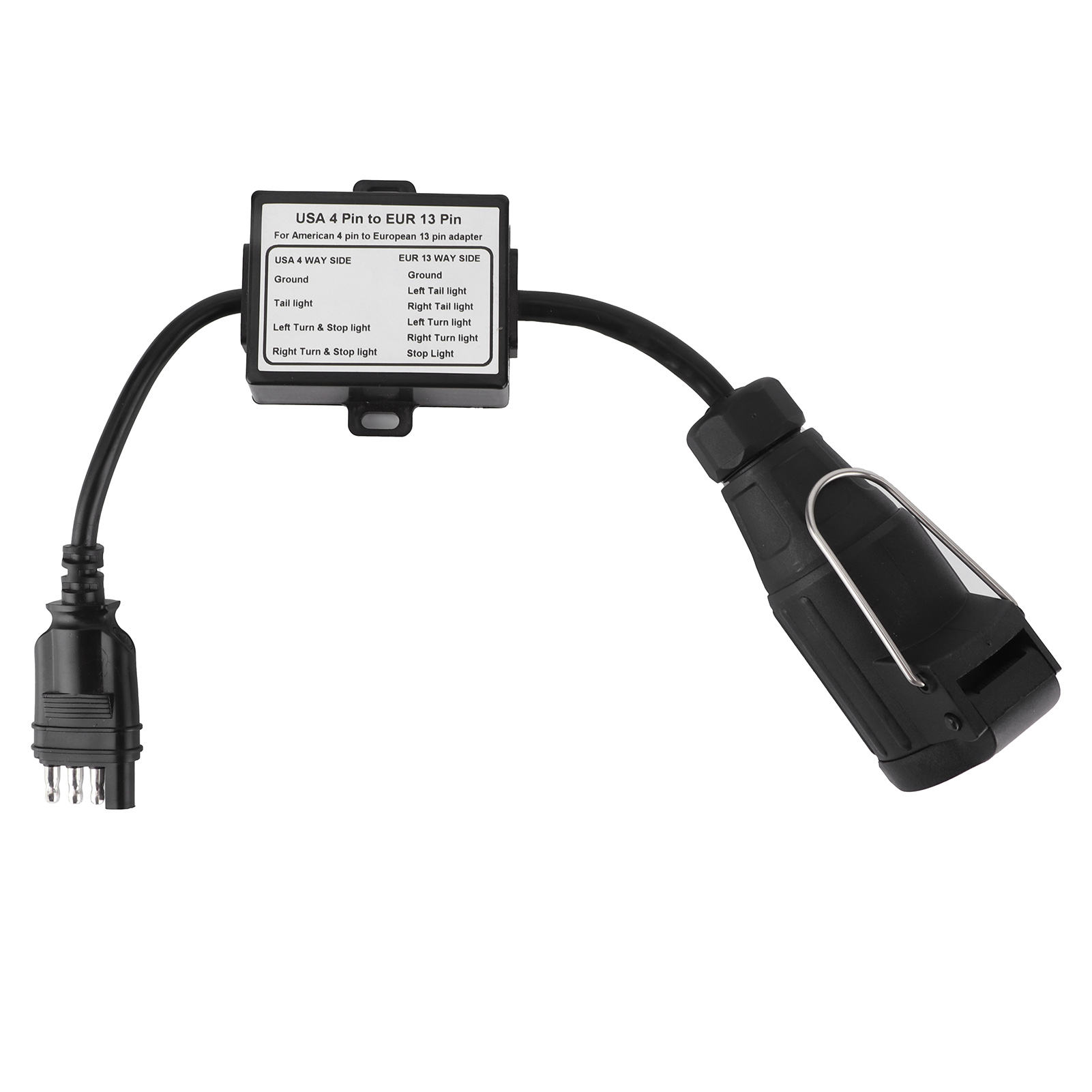 Adapter Von Us-amerikanischem 4-poligem Flachstecker Auf Europäischen 13-poligen Stecker, Tragbarer Anhängerbeleuchtungs-stromkreis-konverter