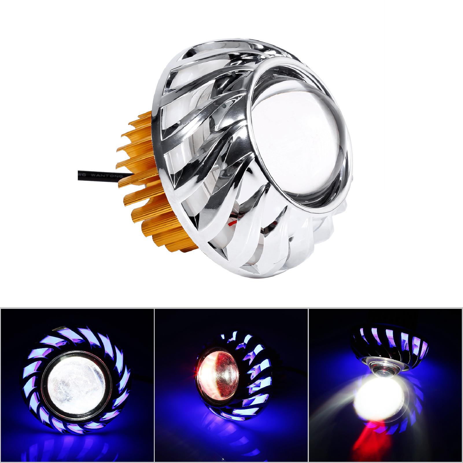Led-motorradscheinwerfer Mit Halo-linse, Blauem Engel-/dämonenaugen-design Einzigartiger Motorradscheinwerfer Mit Engel-/dämonenbeleuchtung.