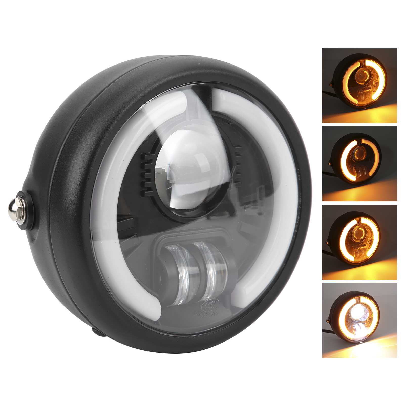 6-zoll-led-motorradscheinwerfer Im Retro-halo-engels-design, Universeller Ersatz Für Cruiser, Chopper, Cafe Racer Und Bobber