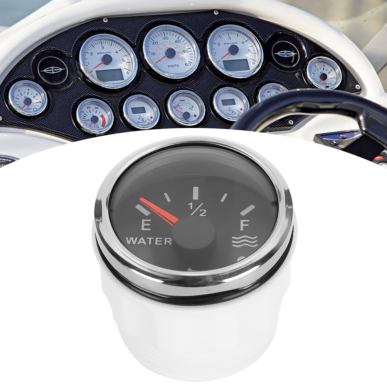 52-mm-/2-zoll-wasserstandsanzeiger Mit 9–32 V Dc Smart-alarm Für Boote Und Wohnmobile, 0–190 Ohm Europäischer Sensor