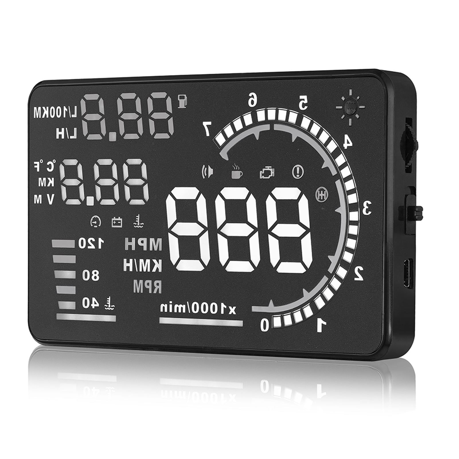 A8 5,5 Zoll Obd2 Auto-hud-bildschirm Reflektierendes Head-up-display Windschutzscheiben-geschwindigkeitsanzeiger