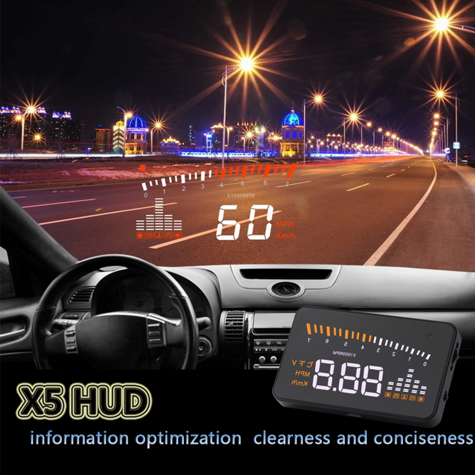 Head-up-display (hud) Obd2 Gps Farb-led-geschwindigkeitsanzeige Mit Geschwindigkeitswarnung Für Pkw, Lkw, Fahrzeug