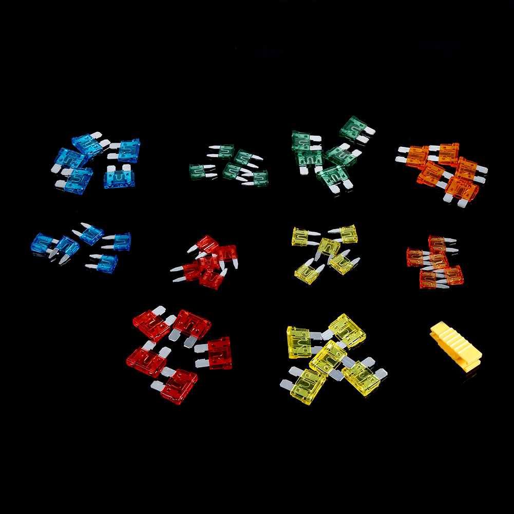 Packung Mit 50 Standard-mini-kfz-flachsicherungen (5a, 10a, 15a, 20a, 30a) Inklusive Ersatzclip