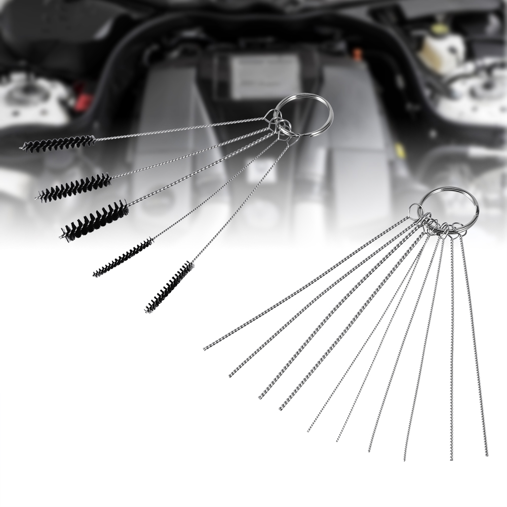 Set Mit 10 Nadeln Und 5 Bürsten Zur Vergaserreinigung, Werkzeug Zur Entfernung Von Kohlenstoffablagerungen, Geeignet Für Autos Und Motorräder, Wartungszubehör.