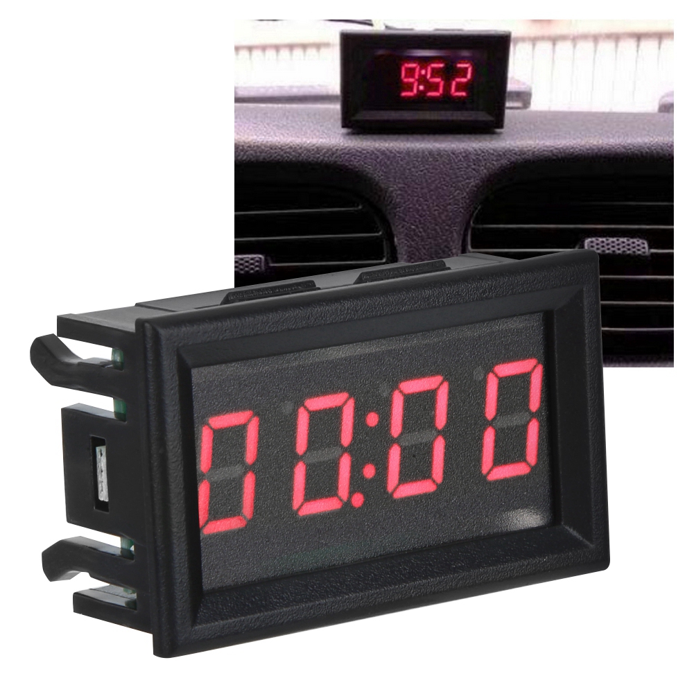 Leuchtende Elektronische Led-digitaluhr Fürs Auto, Rote Dekorative Zubehöruhr, Leuchtendes Digitales Zifferblatt Fürs Armaturenbrett, Autodekorationsteil.