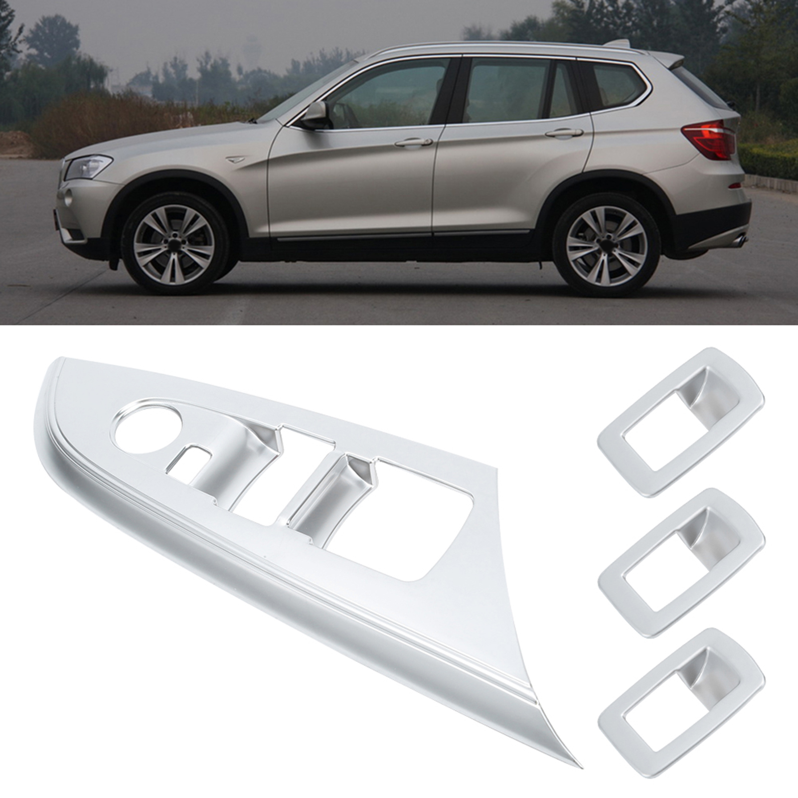 4 Stück Matte Chrom-rahmenaufkleber Zur Abdeckung Der Fensterknöpfe Für Bmw X3 F25 (2011–2018, Linkslenker)