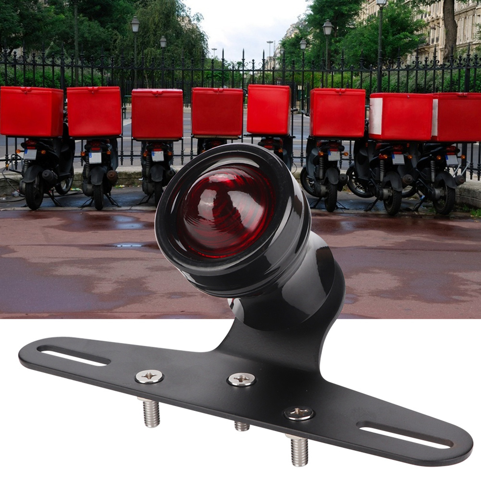 Universelle Retro-led-rückleuchte Für Motorräder, Konvexe Linse, Brems- Und Blinklicht, Leistungsstarke Beleuchtung, 12v-kompatibel, Ersatzteil Im Vintage-stil.