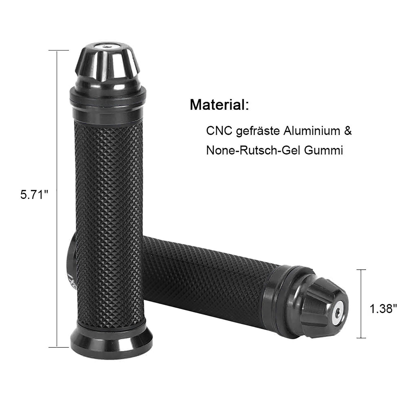 Cnc-gefräste Motorradlenkergriffe Aus Aluminium Mit Rutschfester Gummierung Für 7/8-zoll-rohre, Paar Titan-mountainbike-griffe