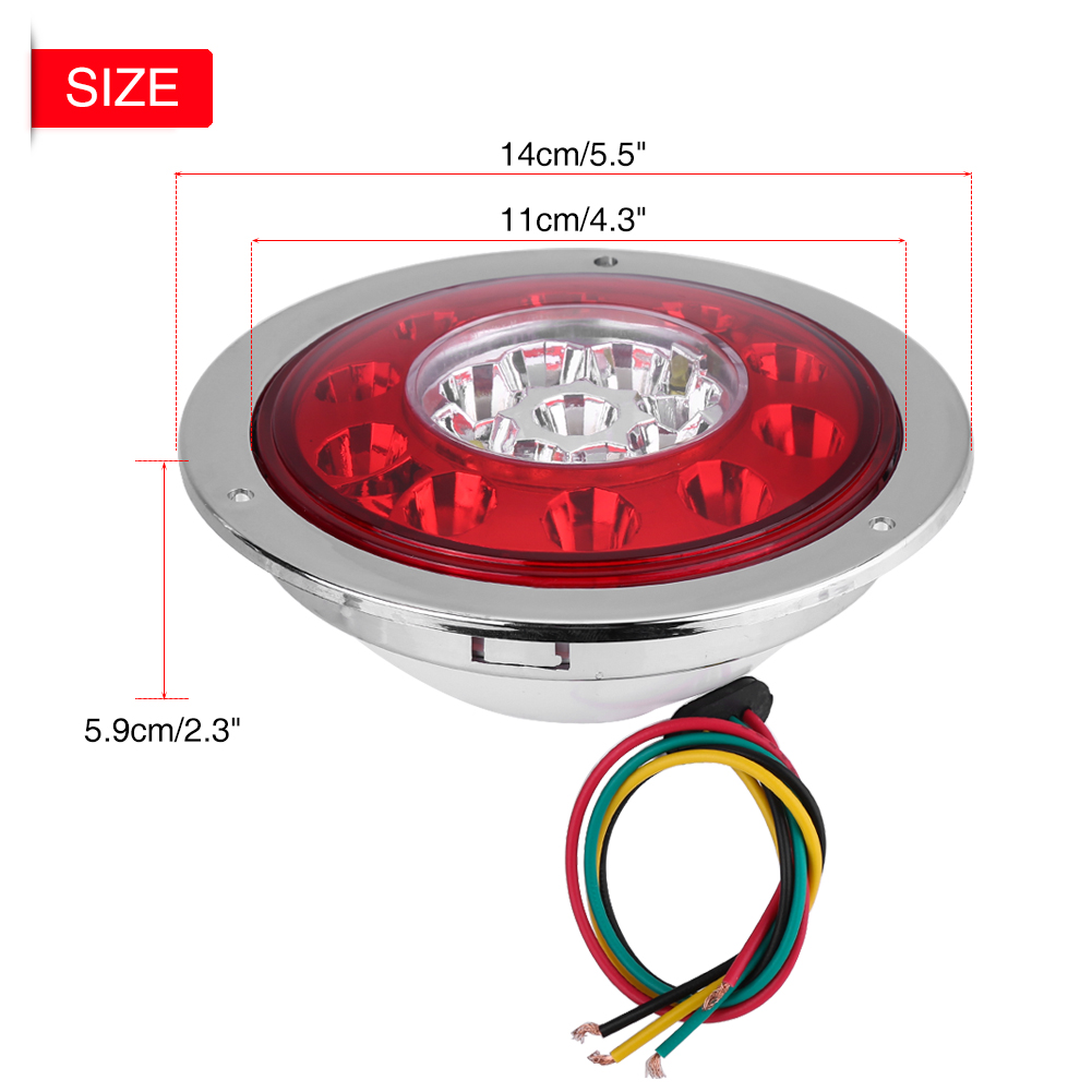 Paar Runde 19-led-rückleuchten (4,3 Zoll) Für Lkw Und Anhänger, Bremslicht/blinker, Chromring, Zweifarbig