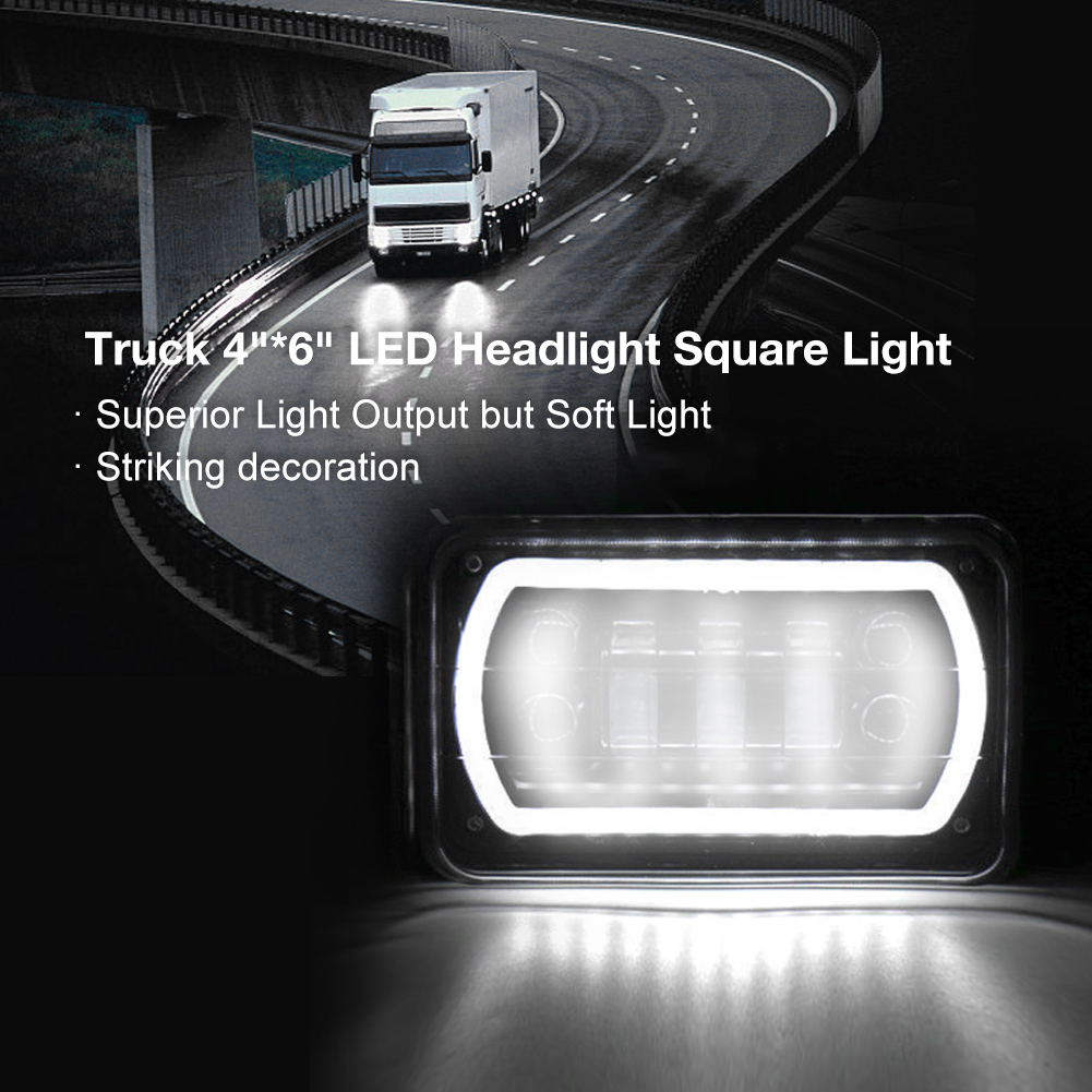 4x6 Zoll Quadratischer Led-scheinwerfer Für Ford Mustang, Weißes Fern-/abblendlicht, Heller Halo, Dual-power-projektor