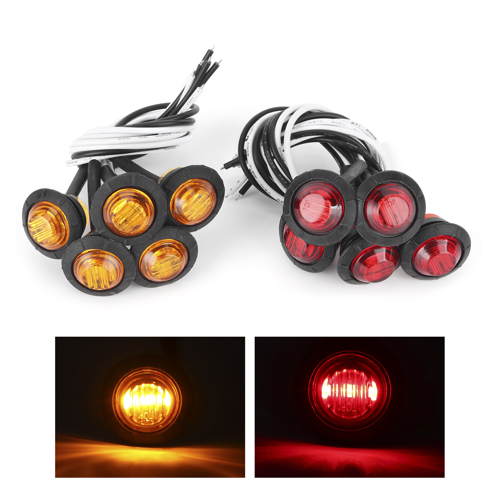 6000k Gelbe Led-positionsleuchte, Pc-linse Mit Schrumpfschlauch, Für Anhänger, Lkw, Transporter, Pickup