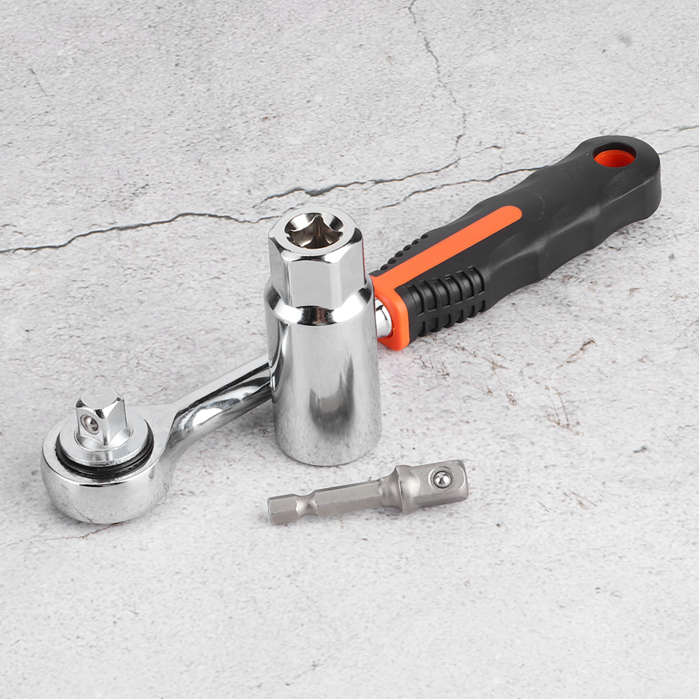 Universal-steckschlüssel-set (9–21 Mm) Mit 3/8-zoll-ratschenschlüssel Und Steckschlüsseleinsatz Für Bohrmaschinen