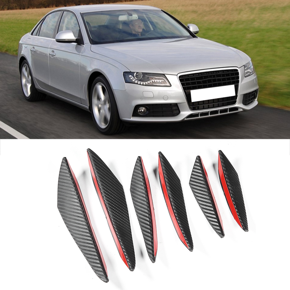 6-teiliges Set Auto-stoßstangen-finnen-canard-splitter-diffusor-spoilerlippen Mit Carbonfaser-textur