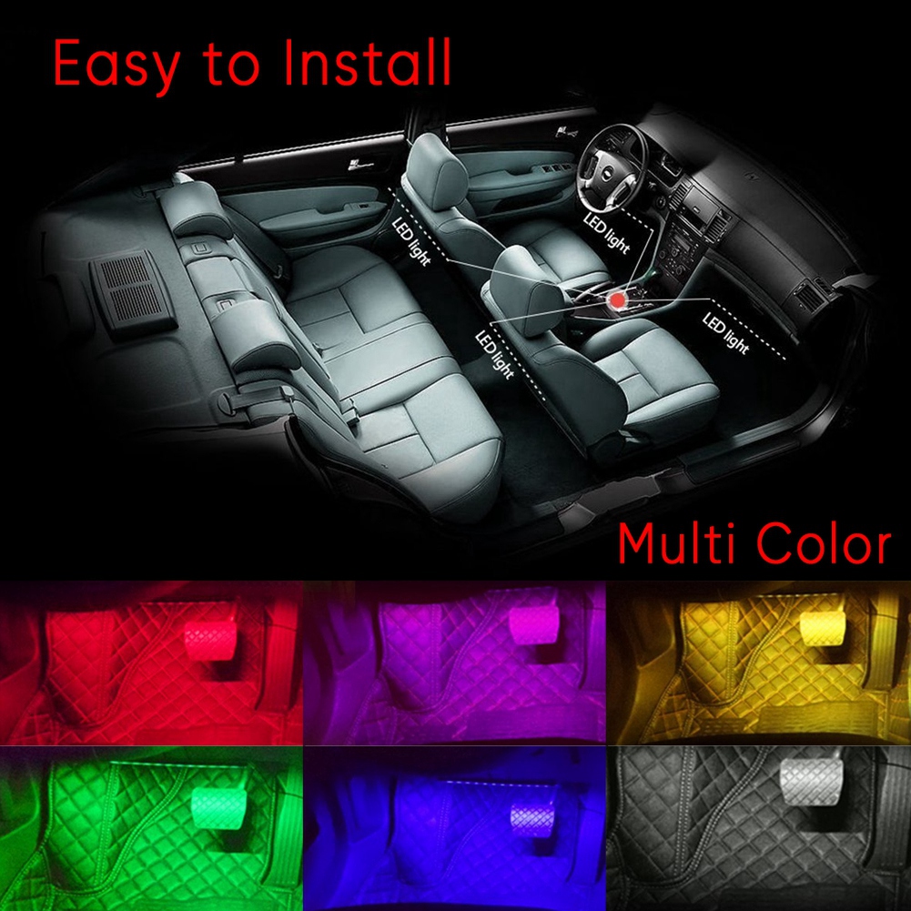 Eecoo 4-teiliges Led-lichterketten-set Für Autos Mit Musiksynchronisation, Unterbauleuchten