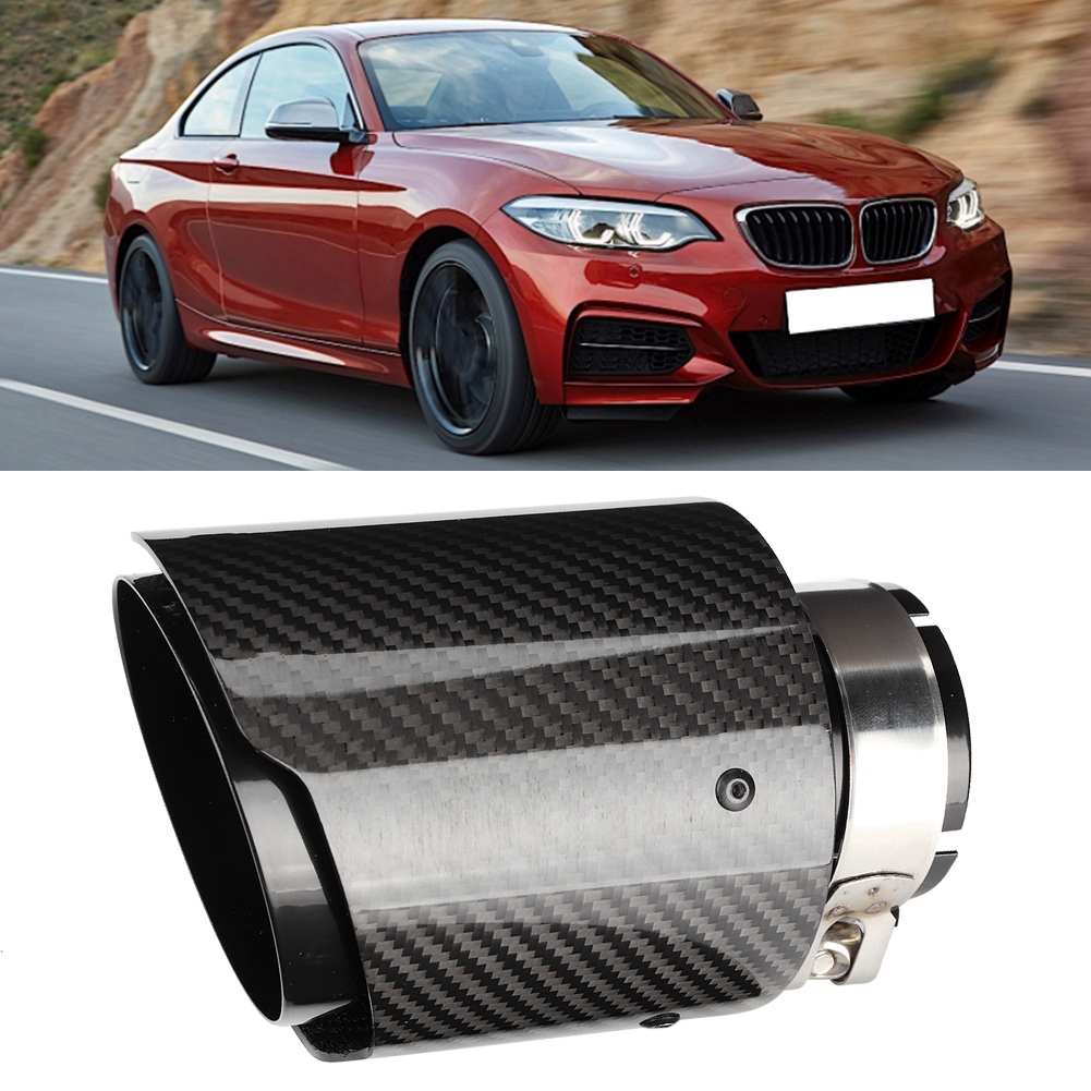 Universelles Auspuffendrohr Aus Kohlefaser, 63 Mm Einlass, 101 Mm Auslass, Doppelrohr Für Fahrzeugtuning, Auspuffzubehör